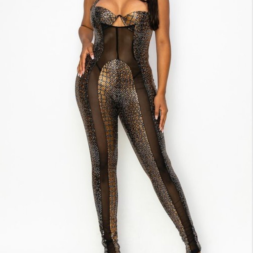 No Snakes Sheer Print Jumpsuit